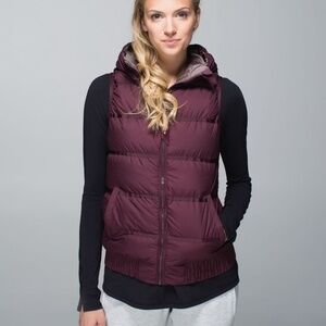 Lululemon Chilly Chill Reversible Puffy Vest Goose Down Bordeaux/Rust Berry
